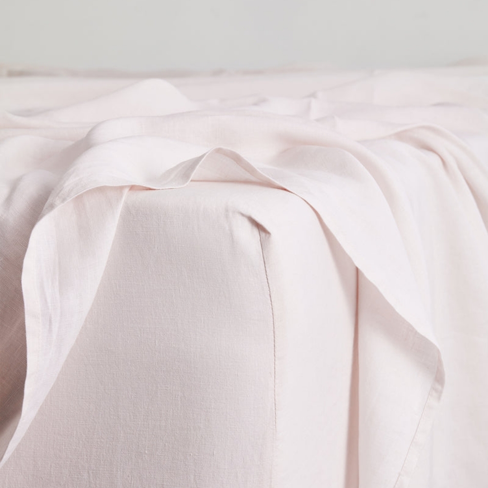 Bed Threads Linen Fitted Sheet-Rosewater